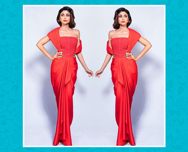 रेड में शिल्पा shilpa shetty red saree inside