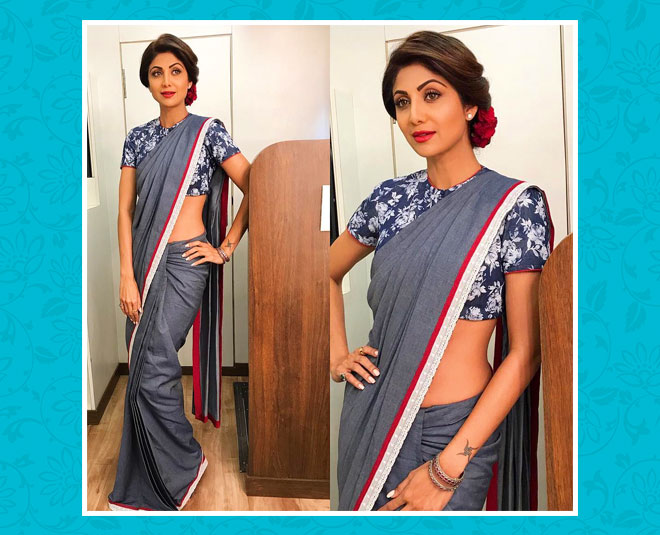 ग्रे कलर साड़ी shilpa shetty saree gray