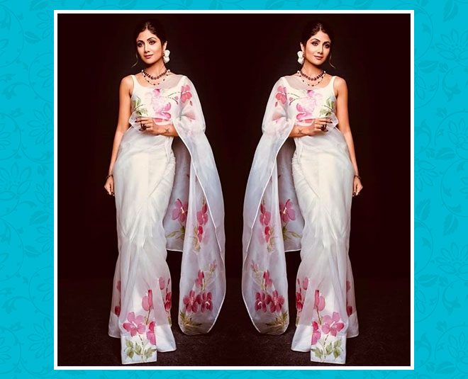फ्लोरल प्रिंटेड साड़ी shilpa shetty saree style
