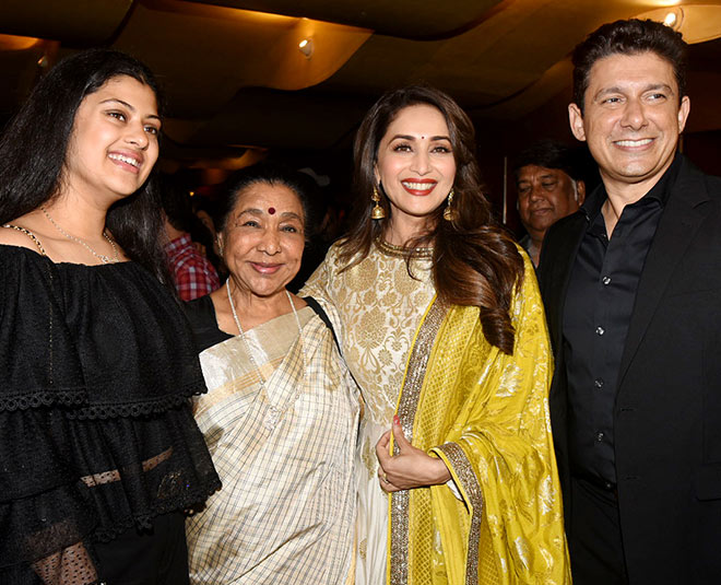 asha bhosle at madhuri dixit debut production film launch