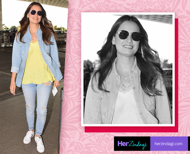 दिया मिर्ज़ा dia mirza airport look INSIDE