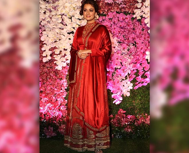 diya mirza red dress inside