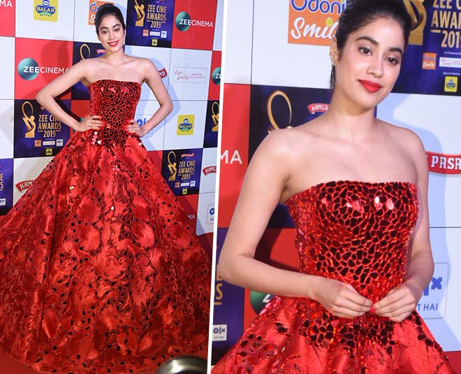 जाह्नवी कपूर jahnvi kapoor at zee cine awards night red carpet