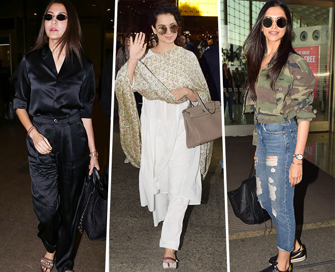 kangana deepika airport look main