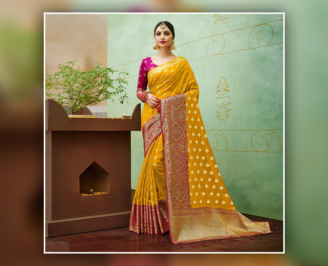 Buy Kinchoz Woven Banarasi Cotton Silk Red Sarees Online @ Best Price In  India | Flipkart.com