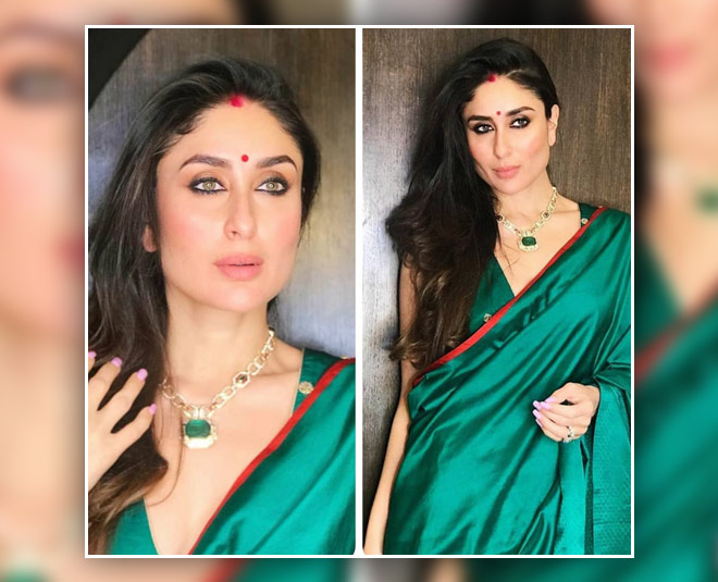 kareena kapoor bright green saree look inside 