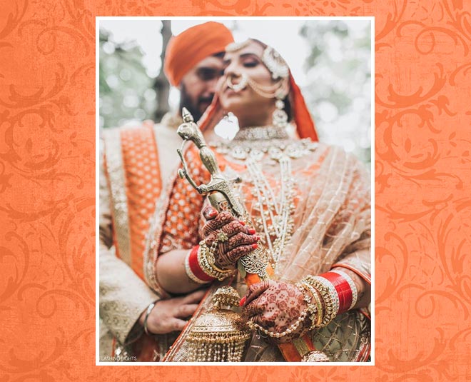canada bride in orange lehenga
