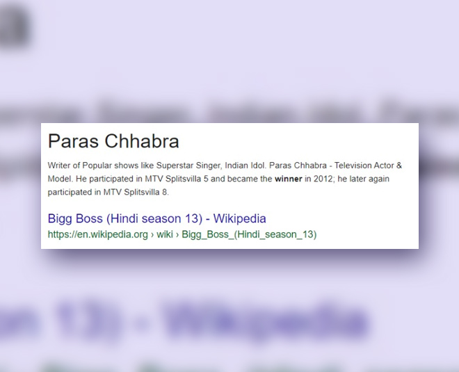 google search bigg boss  winner