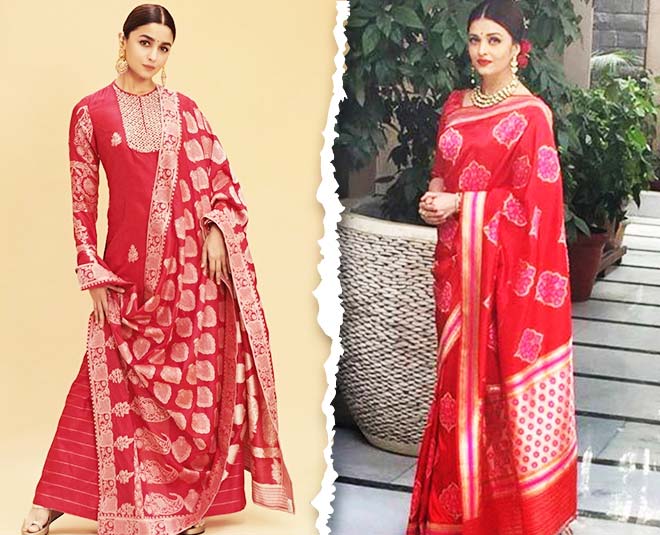 Rock Your Red Banarasi Saree Or Suit This Wedding Season Like Alia,  Deepika, Sonam & Jacqueline | HerZindagi