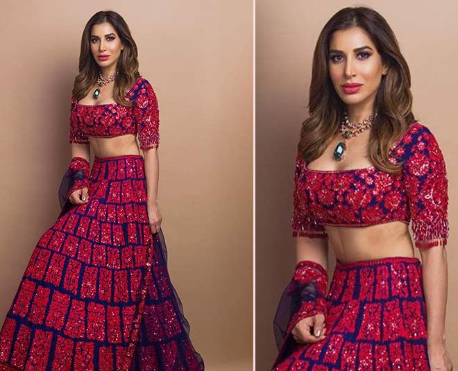 sophie chowdhary wearing manish malhotra beautiful lehenga