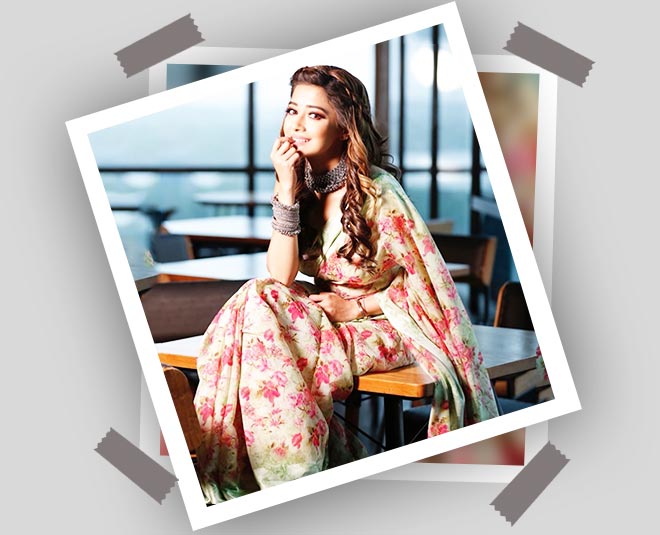 tina dutta in floral saree