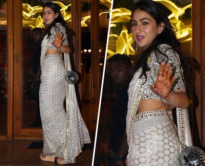 sara ali khan bandhani saree