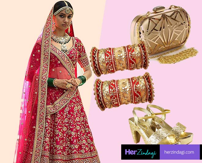 Ivory Embellished Bridal Lehenga with Red Dupatta – Mohi fashion