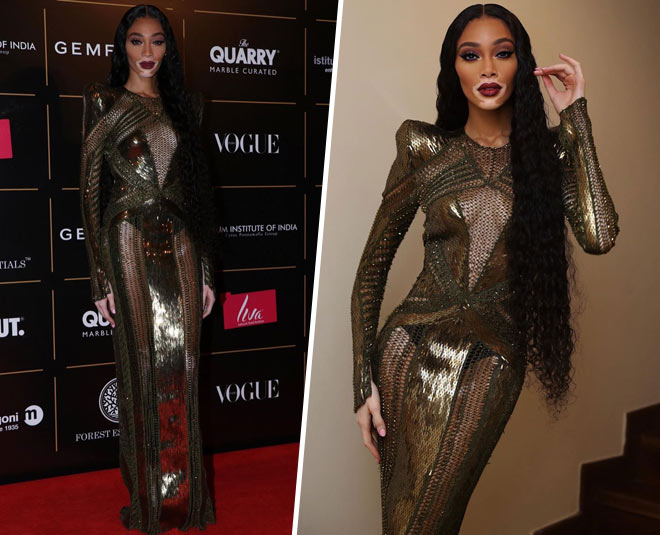 विनी हार्लो का कॉपर बोल्ड- celebs red carpet look