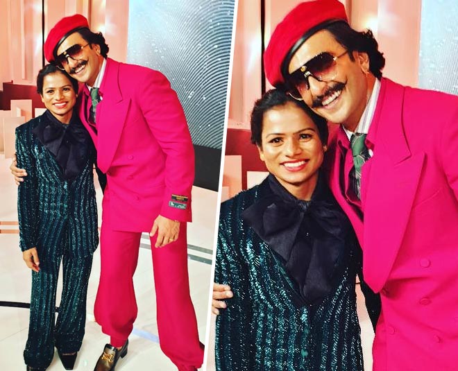 दुती चांद का पैंटसूट- dutee chand and ranveer singh photo