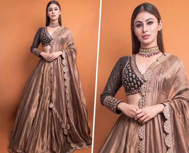 Mouni Roy In A Chic Mirrorwork Lehenga Lit Up Like The Star She Is For  Diwali 2021