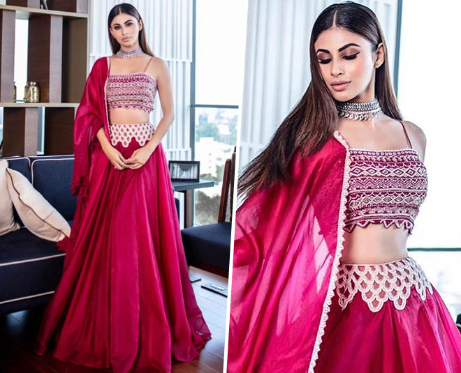 Voluptuous Resham Work Mouni Roy Designer Lehenga Choli