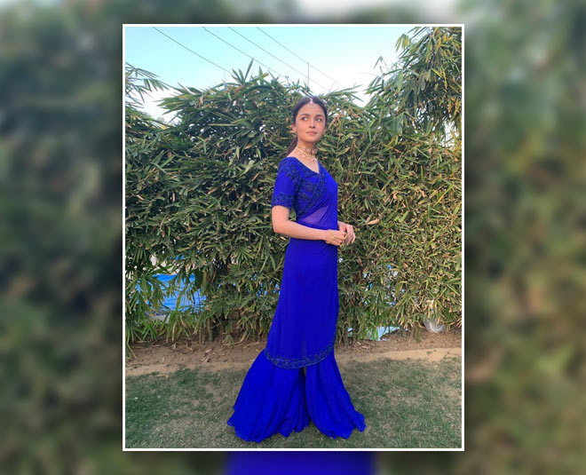 royal blue saree