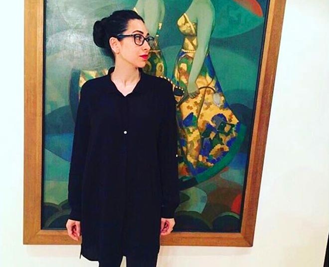 karisma kapoor with paintings inside 