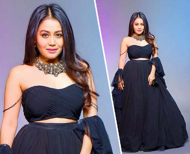 neha kakkar in black dress inside 