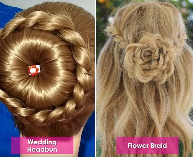  different bun and floral braids