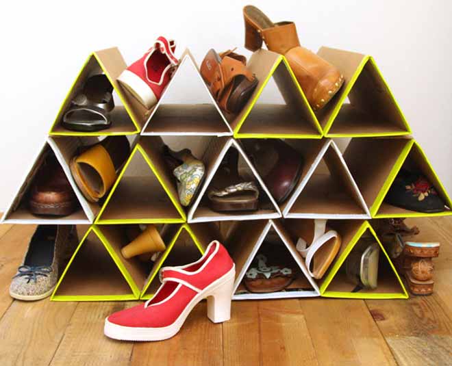 diy cardboard boxes shoe rack