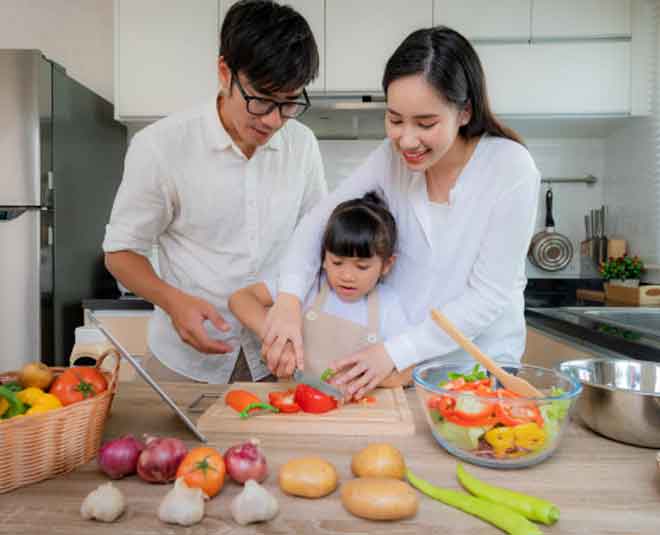 family dinner time fun at home INSIDE