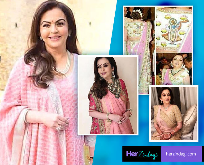 nita ambani pink saree