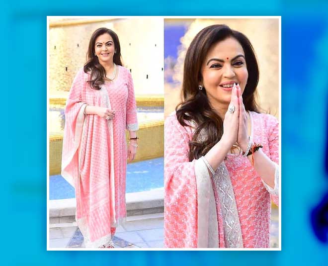 nita ambani pink saree