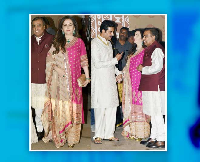 nita ambani pink saree