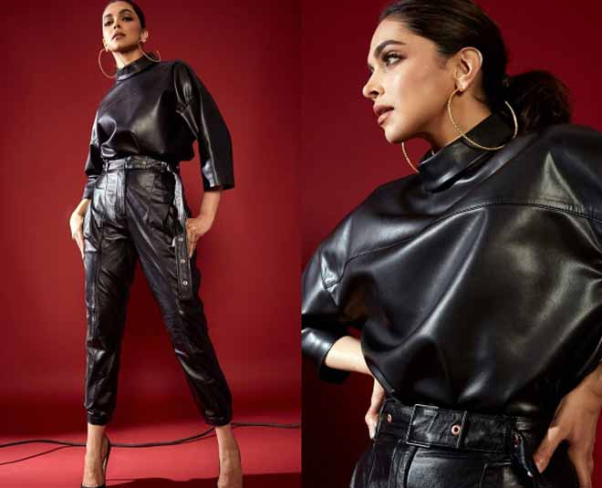 actress styling leather pants inside