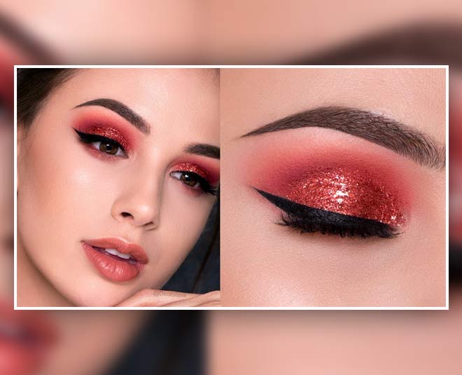 red eye shadow makeup inside 