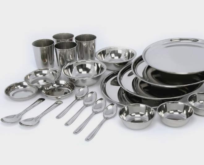 Enjoy Eating Food In Steel Dinner Set As It Has Many Health &