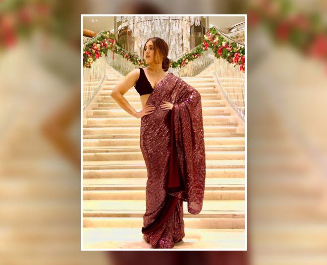 डार्क कलर सीक्वेंस साड़ी dark colour saree