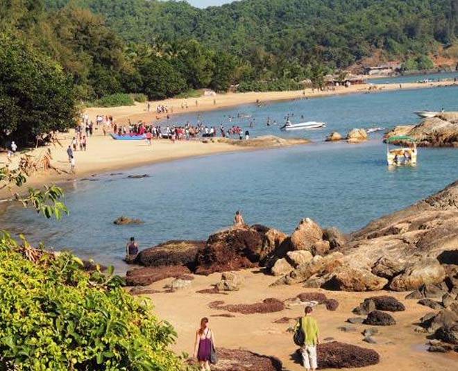 famous tourist places of gokarna in  karnataka om beach inside 