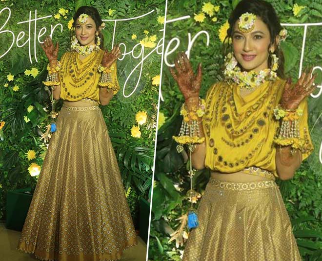 gauahar mehndi outfit