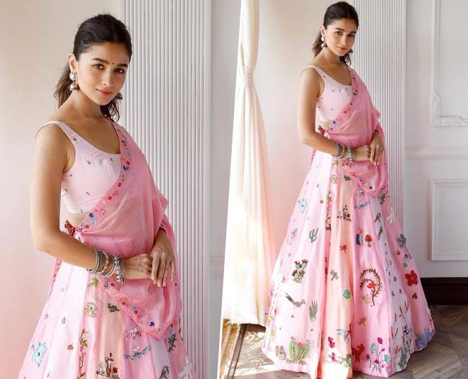 बेबी पिंक और व्हॉइट लहंगा pink white lahanga