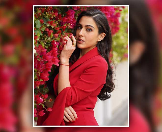 sara ali khan red paint suit