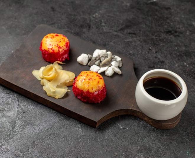 sushi fish rolls inside 