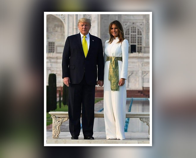 american president donald trump melania trump in agra visiting taj mahal