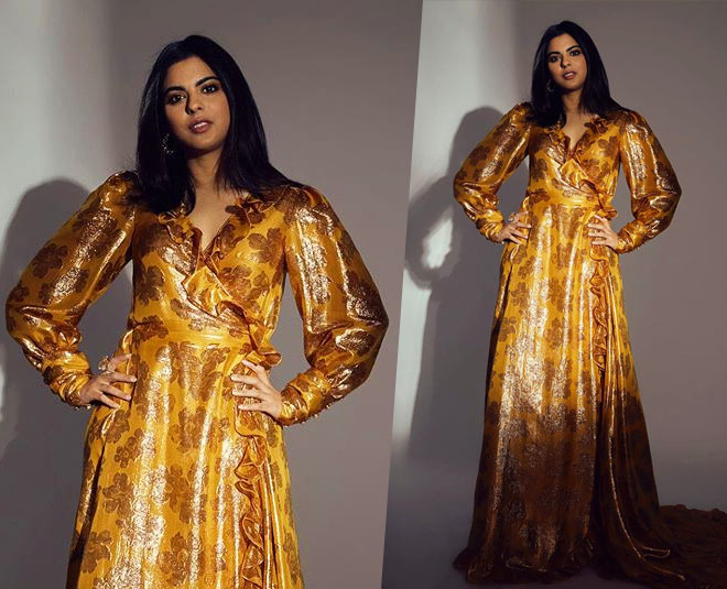 nita ambani daughter golden dress look