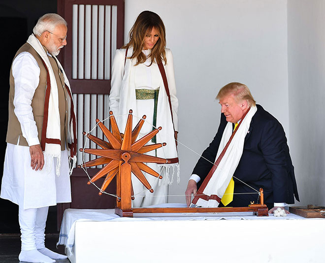 trump arrives in india four