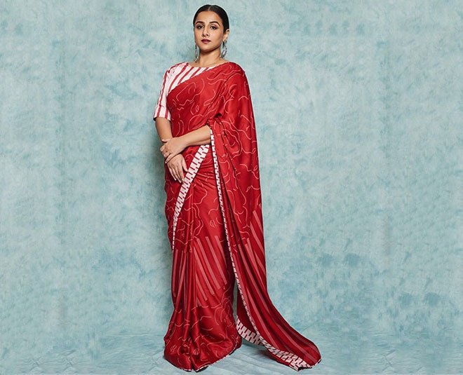 vidya balan office saree ideas all red