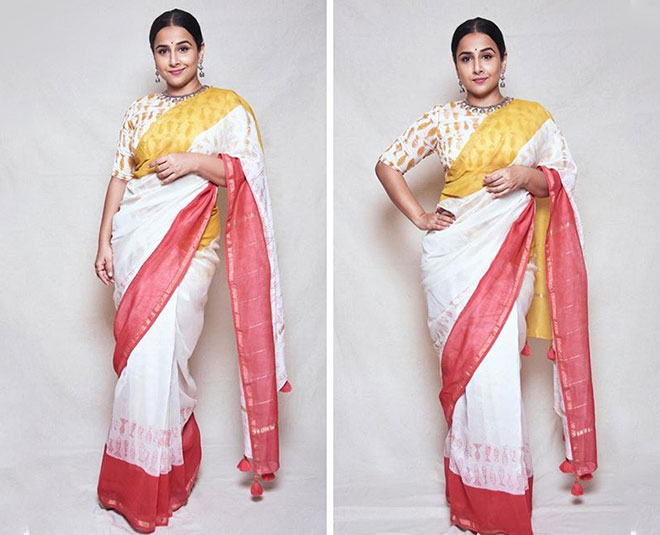 vidya balan office saree ideas multicoloured
