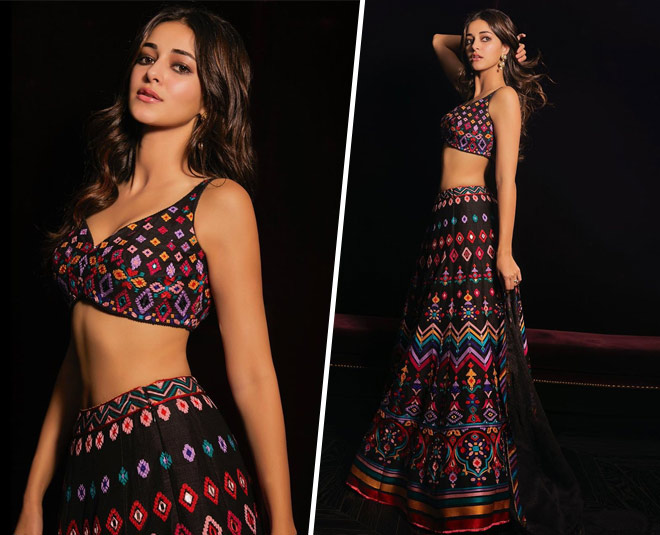 ananya panday black lehenga look