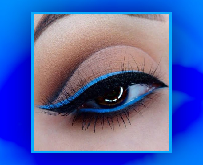 blue eye makeup winged eyeliner