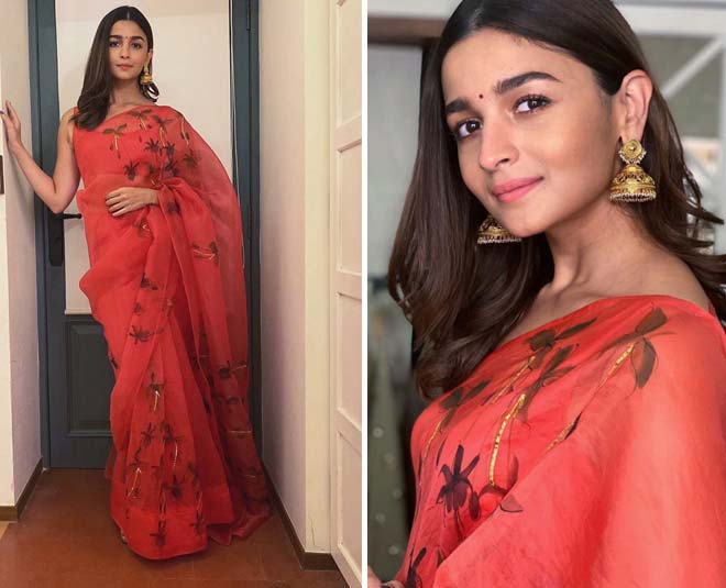 bollywood actresses organza fashion alia bhatt saree