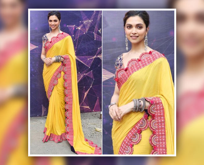 deepika padukone yellow saree