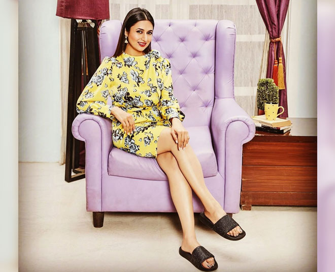divyanka tripathi short dresses yellow