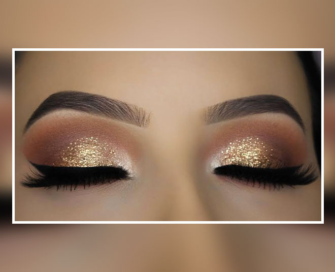 golden eyeshadow for party glitter look